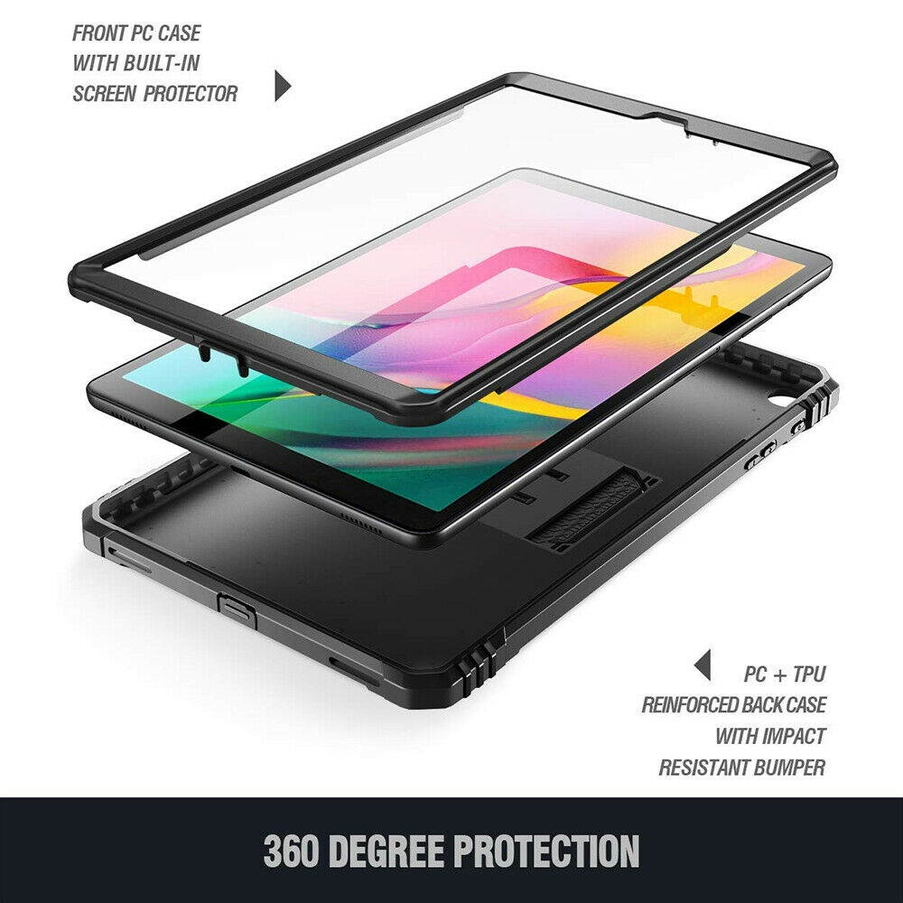 For Galaxy Tab A 10.1 Tablet Kickstand Case, w/Built-in-Screen Protector Black