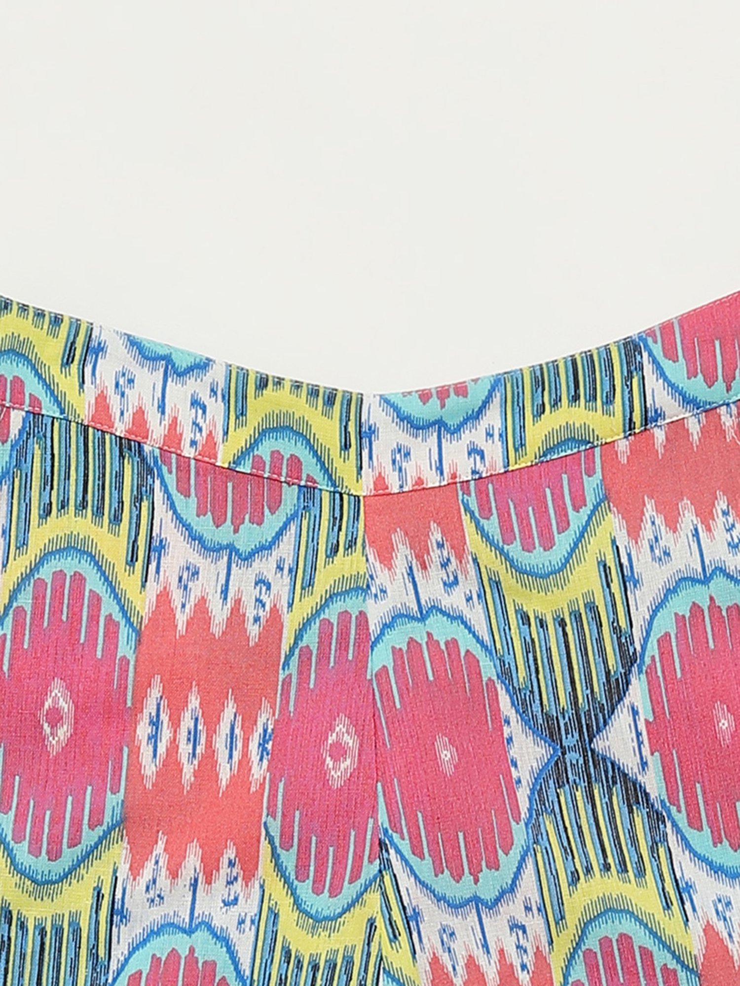 Utsa Kids by Westside Pink Ikat Printed High-Rise Cotton Blend Palazzos