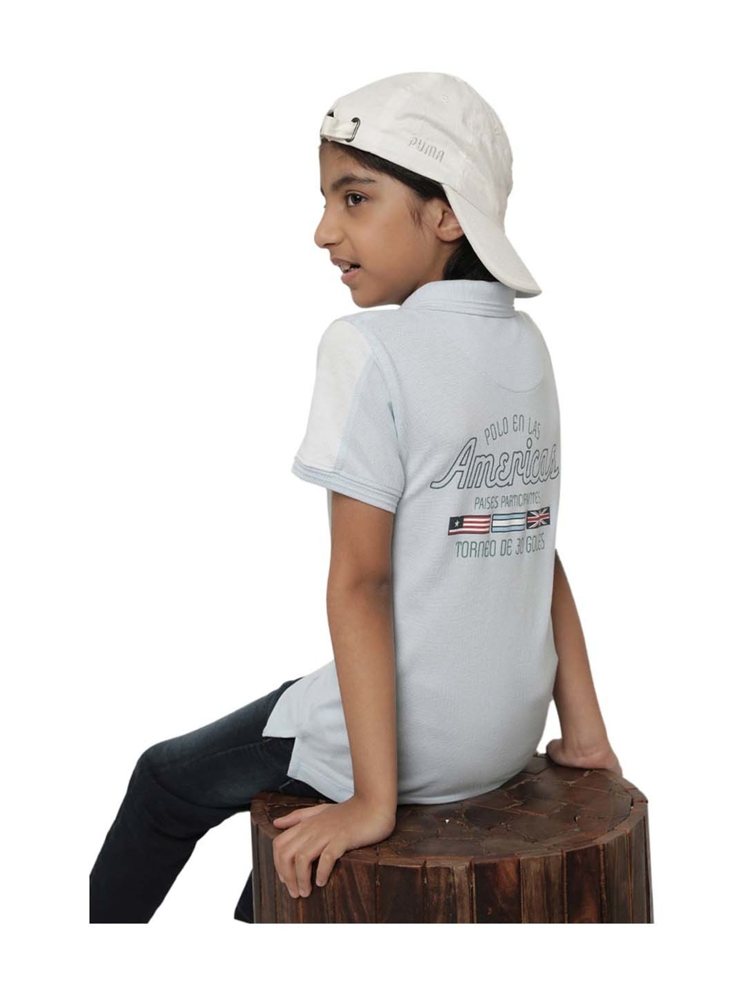 Octave Boys Blue Cotton Printed Polo T-Shirt