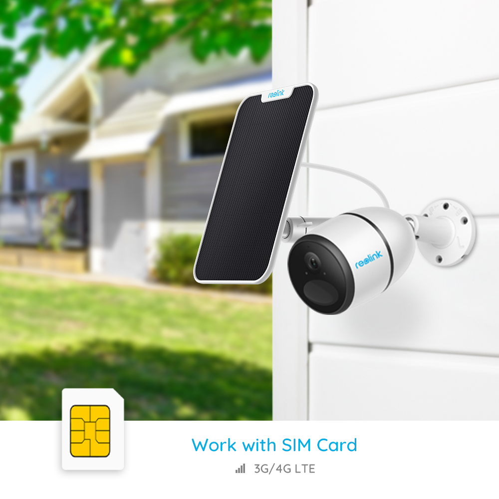 3G/4G LTE Outdoor Battery/Solar Powered Celluar Security Camera, 1080P HD Wire-free Camera w/SD Socket and Cloud, Color Night Vision, 2-Way Audio, PIR Motion Sensor, Reolink Go+Black Solar Panel