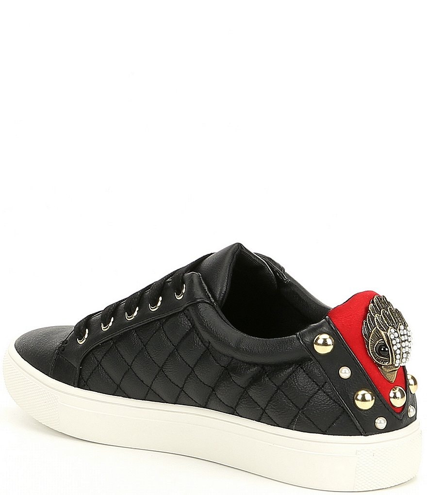 Kendall + Kylie Women's Anthracite Leopard EZORA 2.0 Low Top Lace Up Multi Sneakers