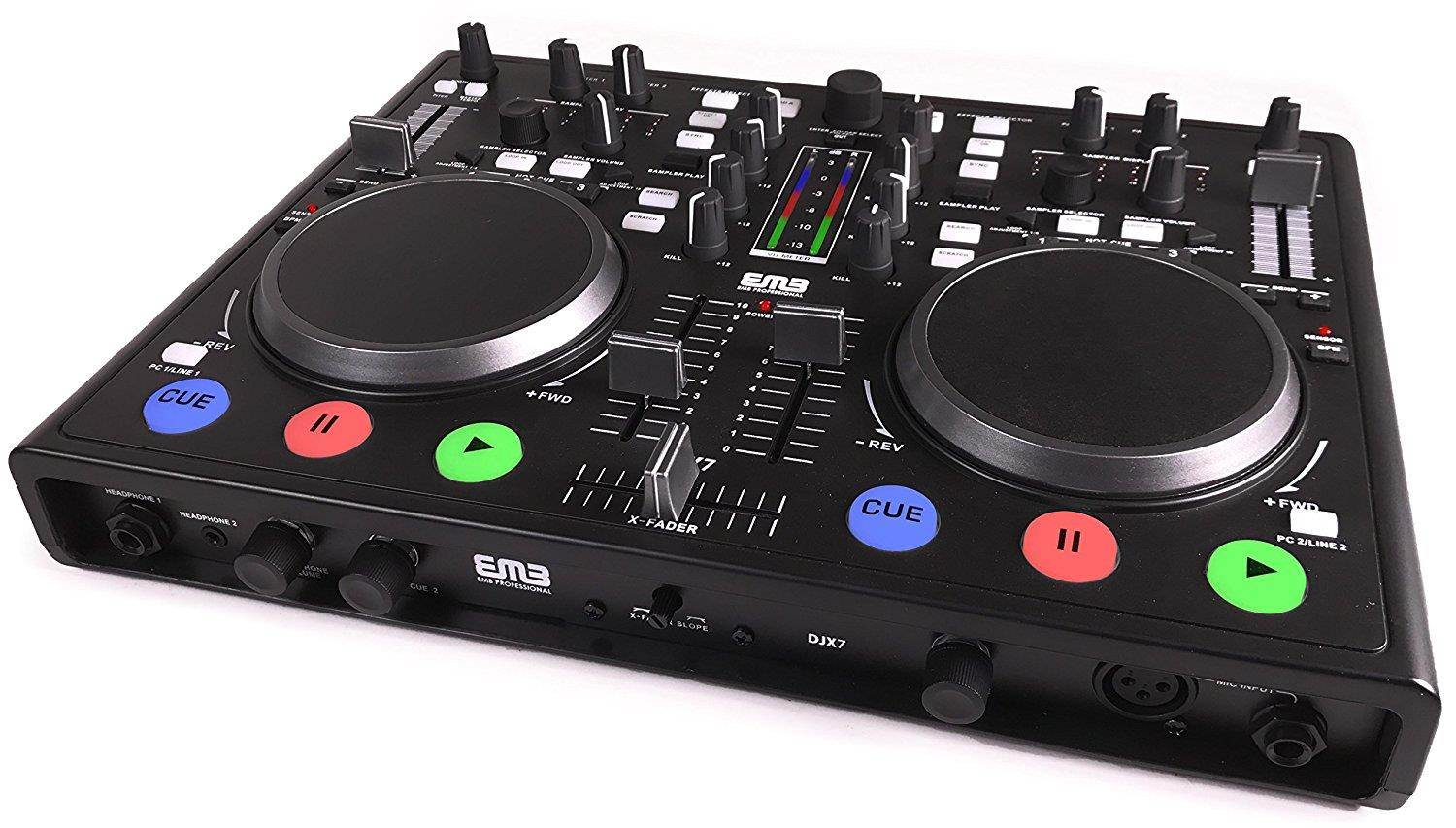 EMB - DJX7 - PRO DUAL MP3 Mixer DJ Scratch Midi Controller + Virtual DJ