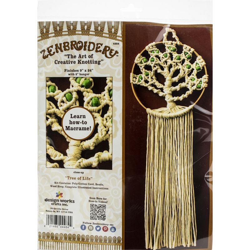 Design Works/Zenbroidery Macrame Wall Hanging Kit 8"X24"-Tree Of Life