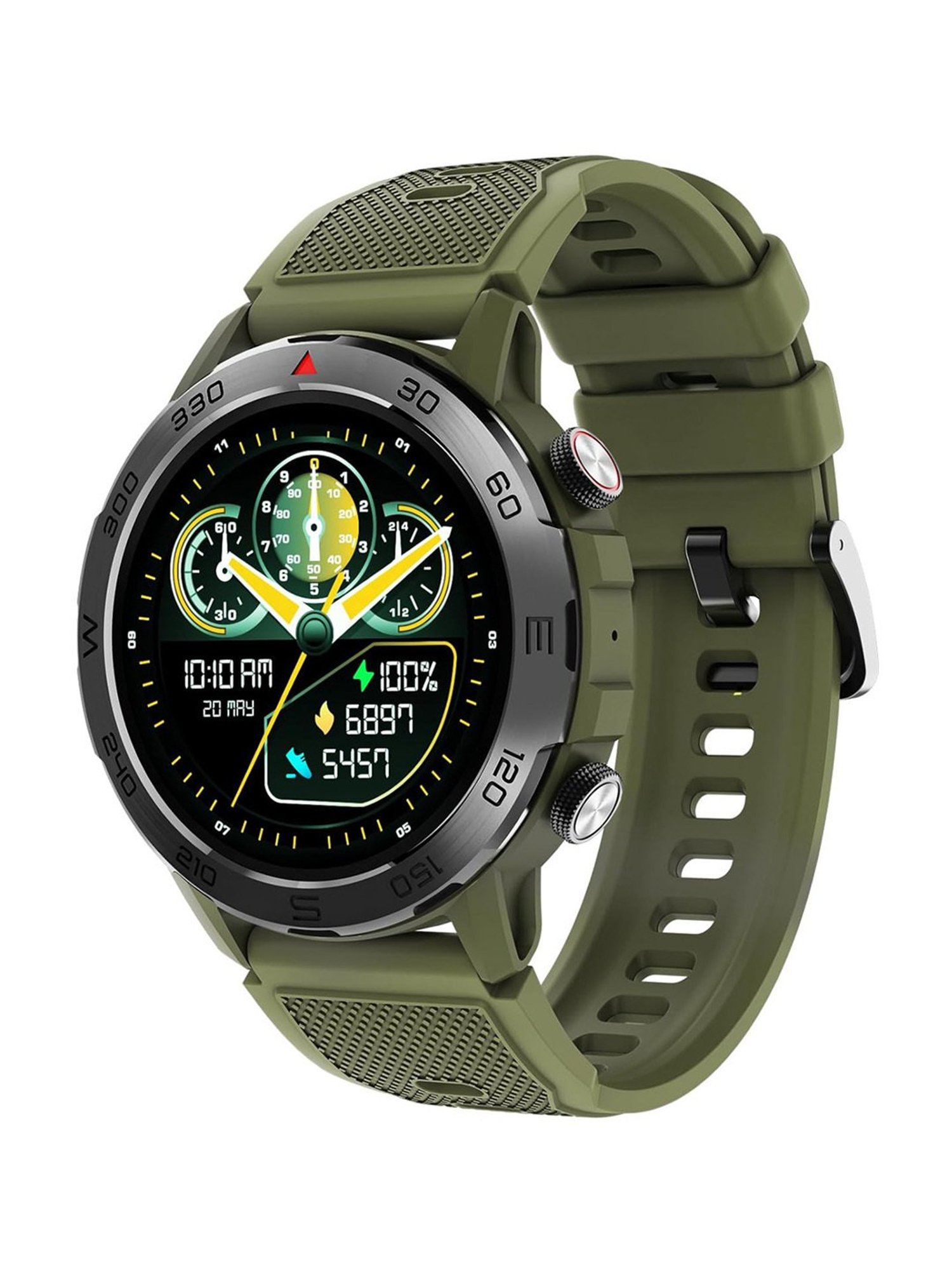 beatXP Duke Rugged BT Calling Smartwatch with 1.43 inch Round Super AMOLED Display (Army Green)