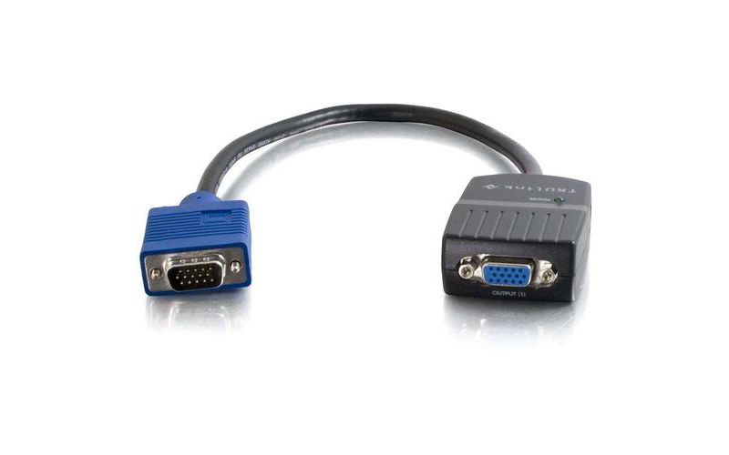 C2G 11in TruLink 2-Port UXGA Monitor Splitter Cable - 11" Video Cable for Monitor - First End: 1 x 15-pin HD-15 Male VGA