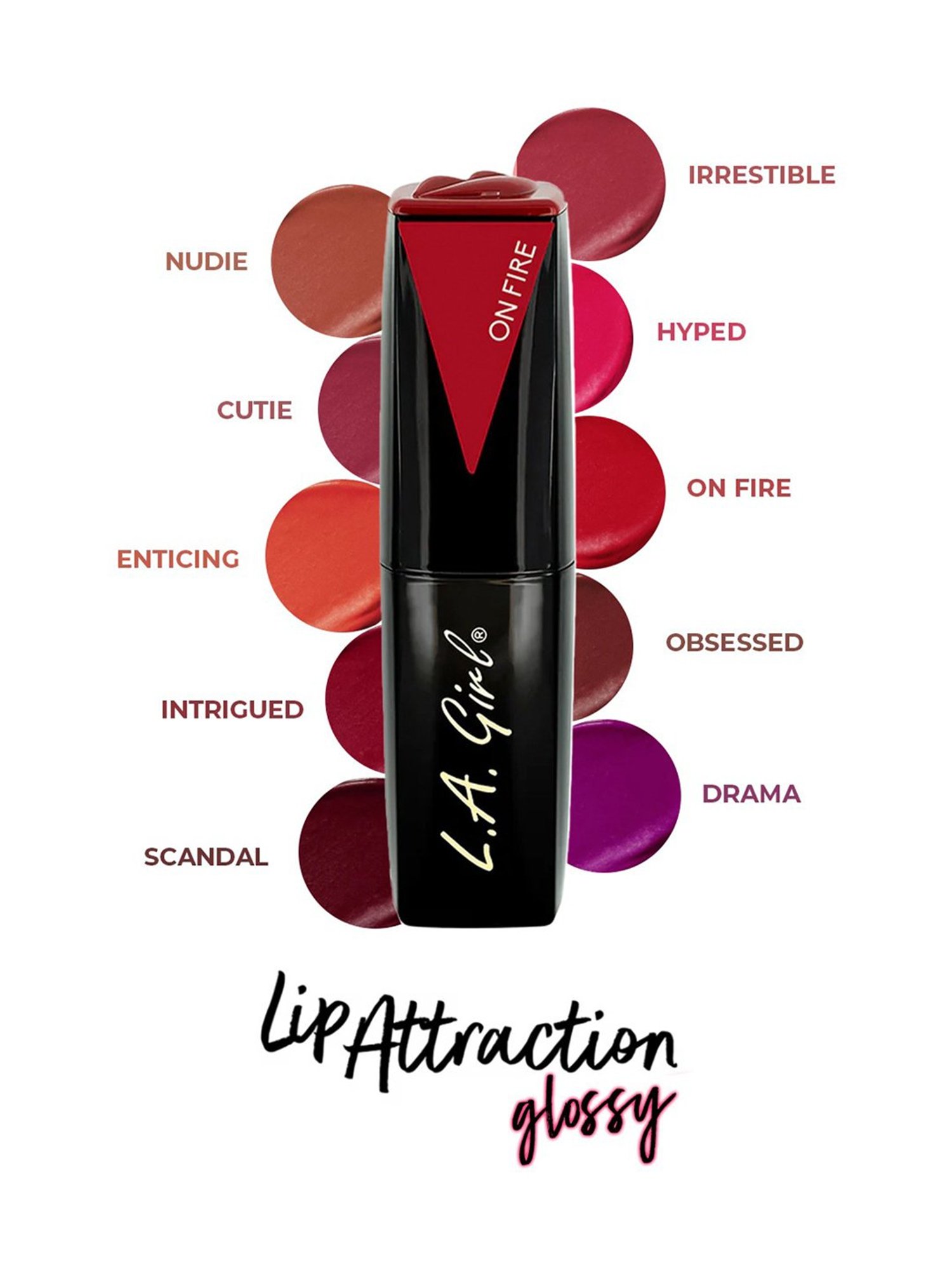 L.A. Girl Lip Attraction Lipstick Onfire - 3.2 gm