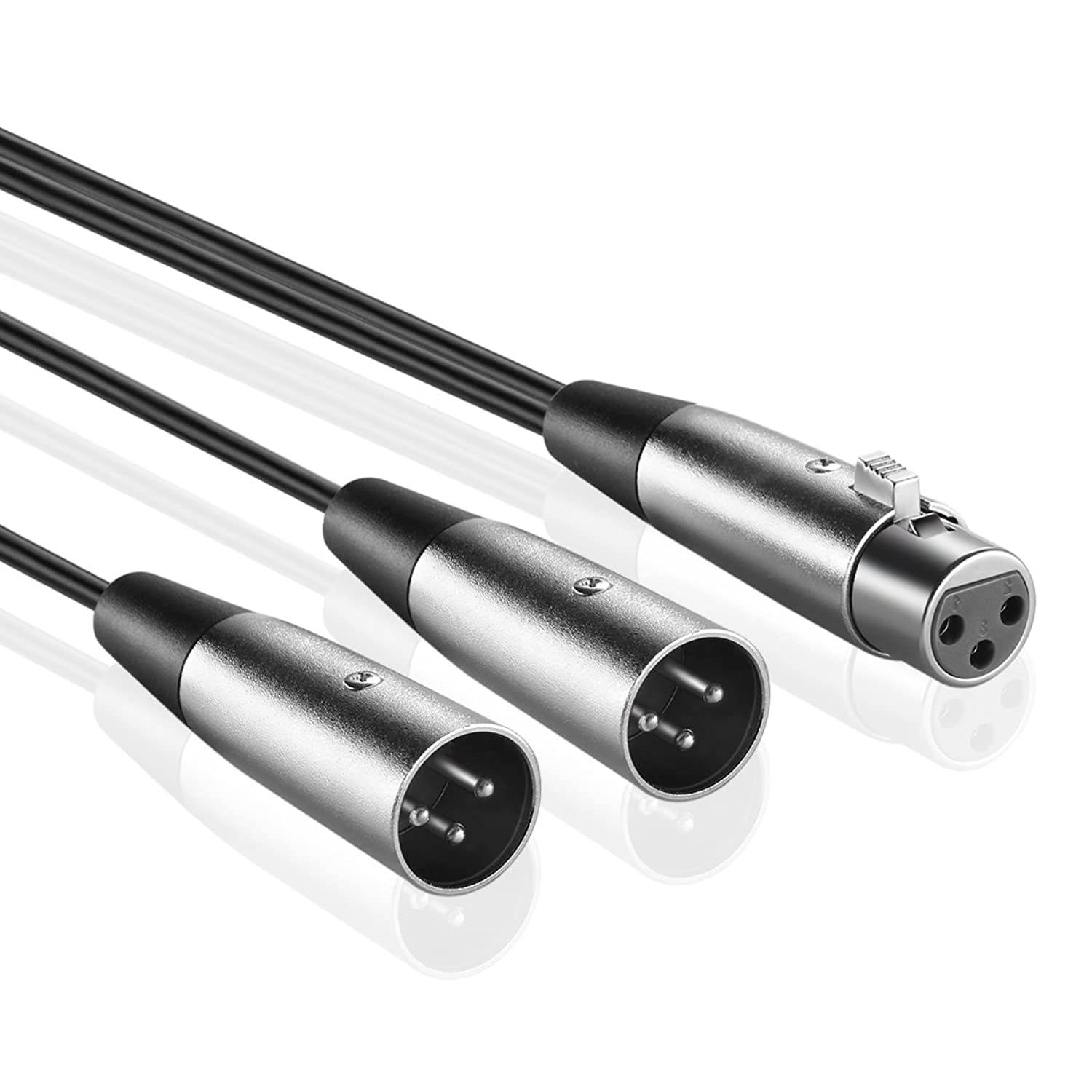 TNP XLR Splitter Patch Y Cable Adapter Cord - 1 Female to 2 Male, XLR3 Female to Dual XLR3 Male, XLR3F to 2 XLR3M Y Cable Connector Wire Cord Plug (6 inch)