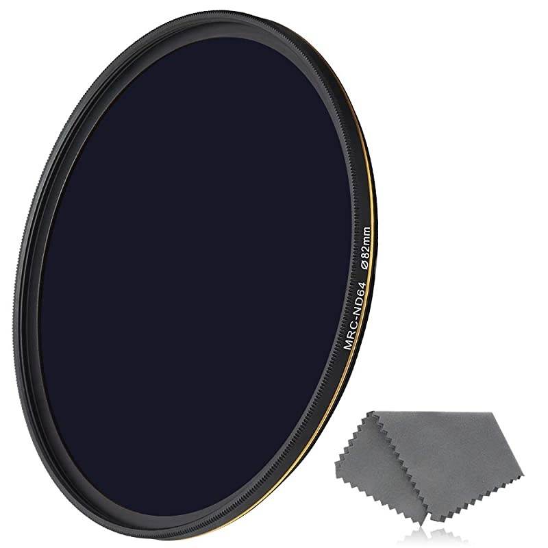 82mm ND64 Filter, 6 Stop Neutral Density Filter for Camera Lenses, 16-Layer Multi-Resistant Coated, German Optics Glass, Weather-Seal ND Filter with Lens Cloth
