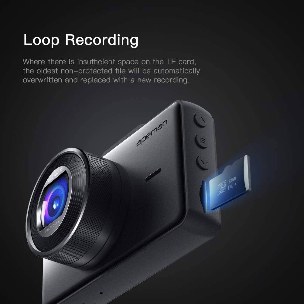 APEMAN Dash Cam 1080P FHD DVR Car Driving Recorder 3 Inch LCD Screen 170&deg; Wide Angle, G-Sensor, WDR, Parking Monitor, Loop Recording, Motion Detection