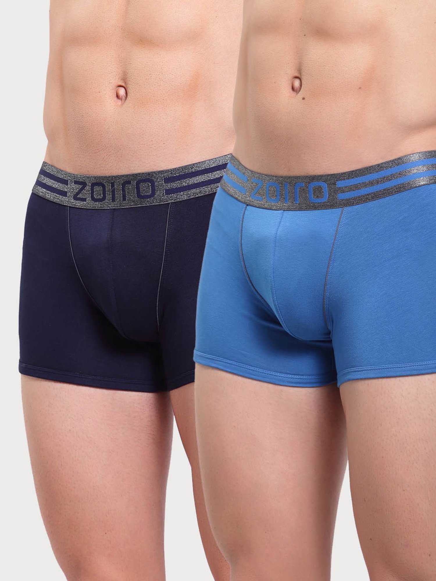 Zoiro Sky Diver & Navy Regular Fit Trunks - Pack Of 2