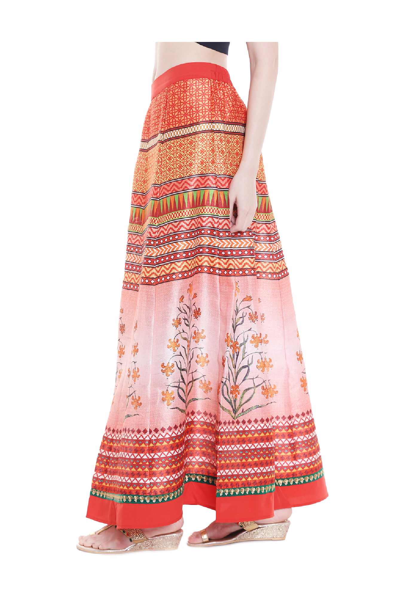 Fusion Beats Multicolor Printed Maxi Skirt