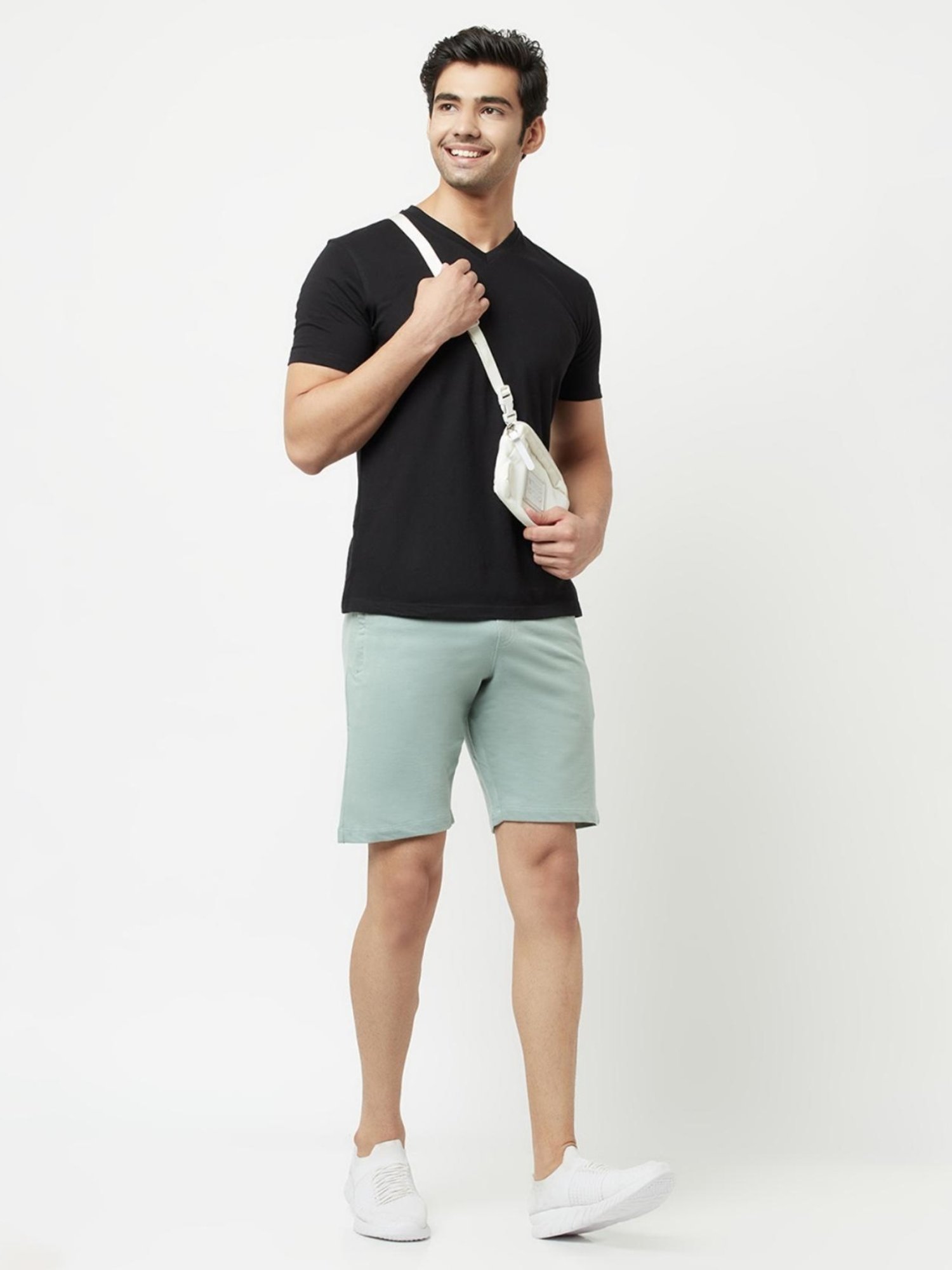 The Daily Outfits Sky Blue Cotton Regular Fit Shorts