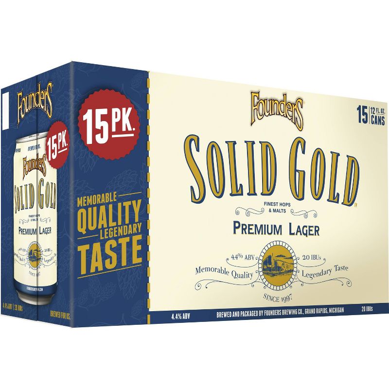 Founders Solid Gold Premium Lager Beer - 15pk/12 fl oz Cans