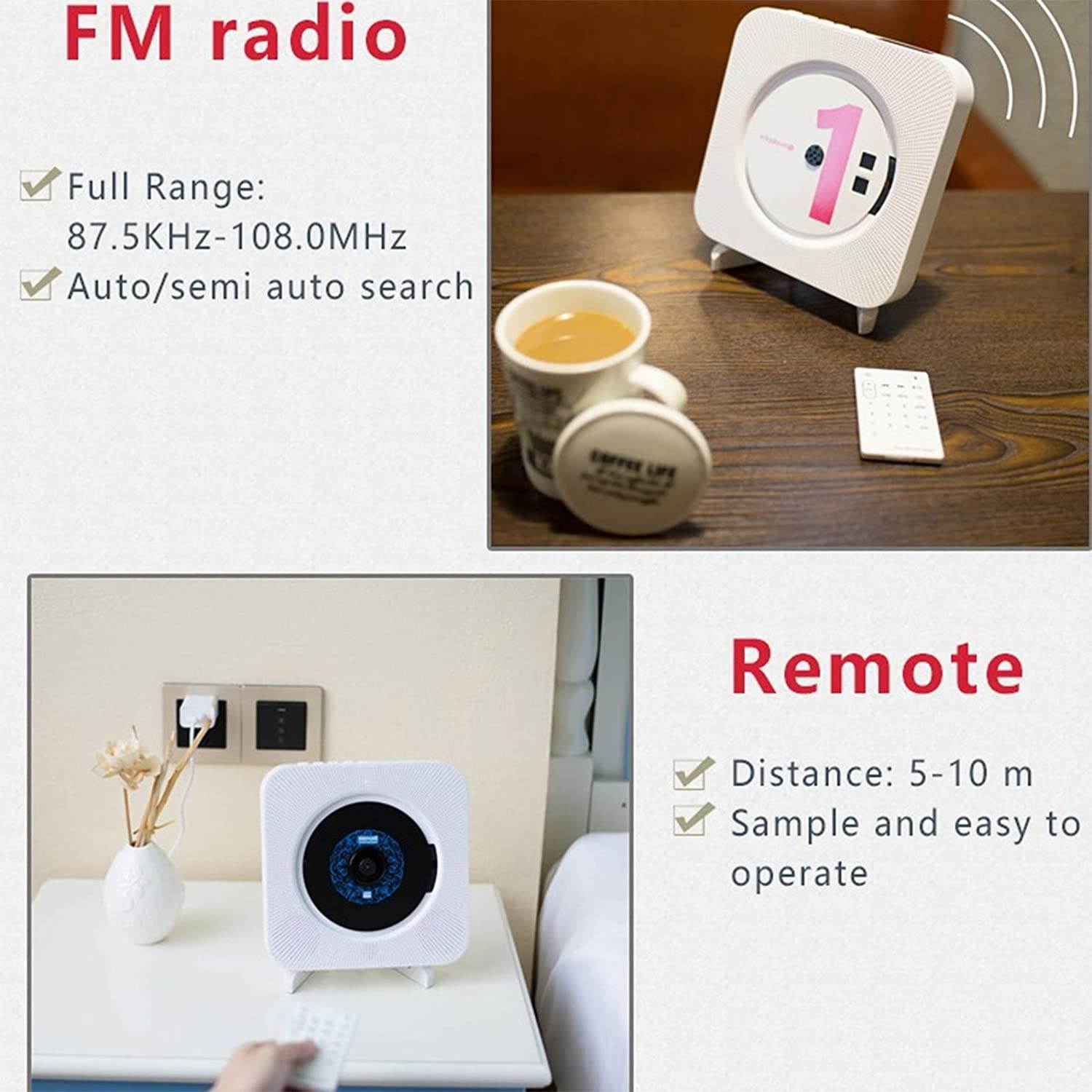 Yixianxi Home Wall Mounted CD Player Surround Sound FM Radio Bluetooth USB MP3 Disk Portable Music Player Remote Control Stereo Speaker (Black)