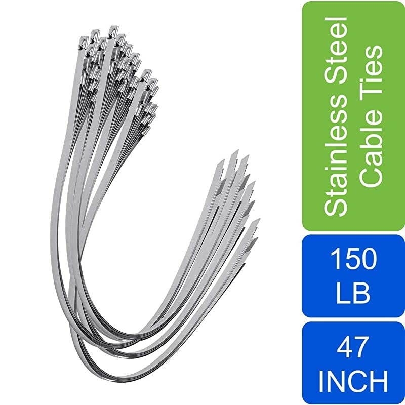 Supreme 316 Stainless Steel Cable Zip Ties, 150 lb, (100 Piece)