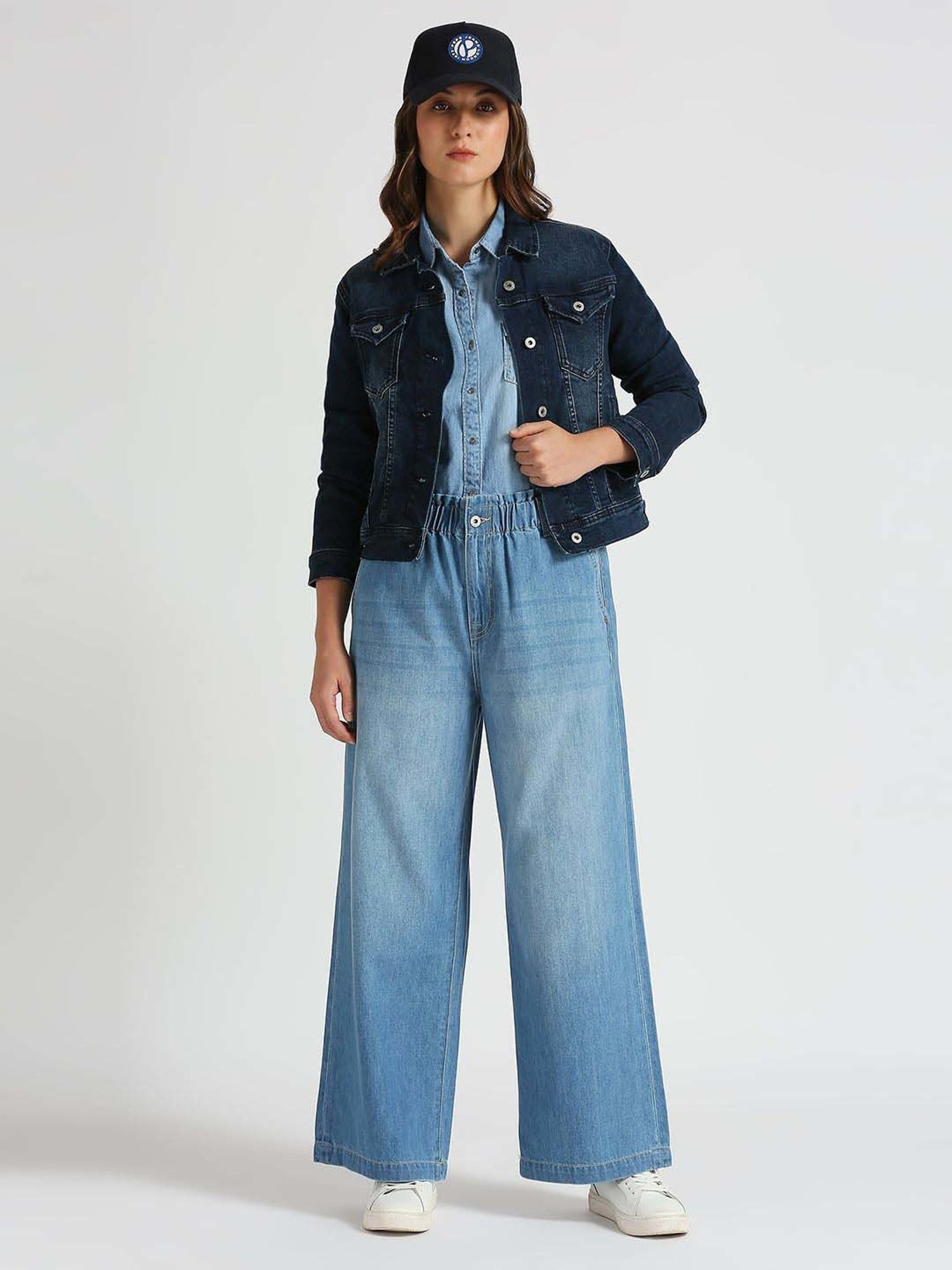 Pepe Jeans Blue Cotton High Rise Flared Jeans
