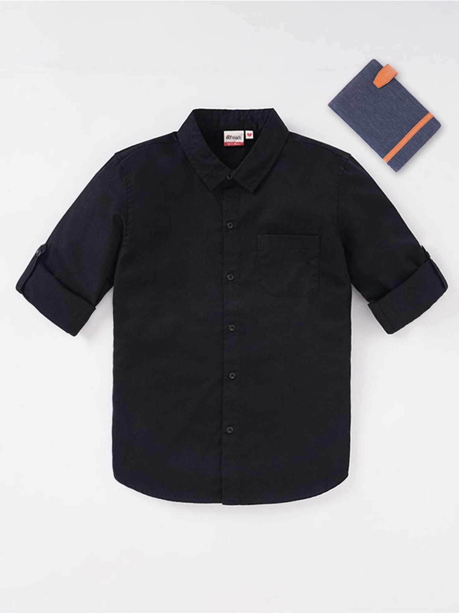 Edheads Kids Black Cotton Regular Fit Full Sleeves Shirt