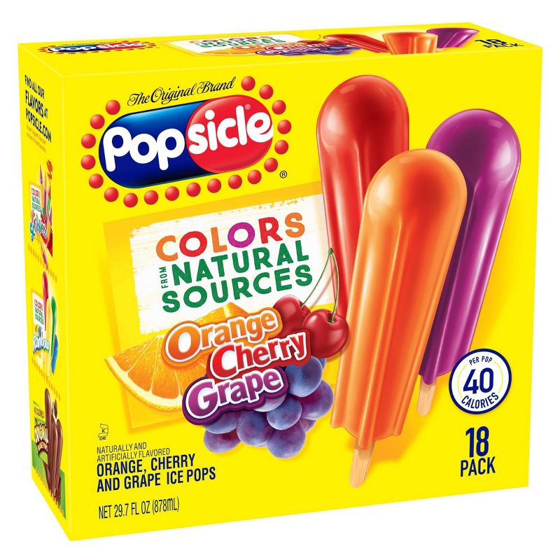 Popsicle Orange Cherry Grape Variety Ice Pops - 18ct