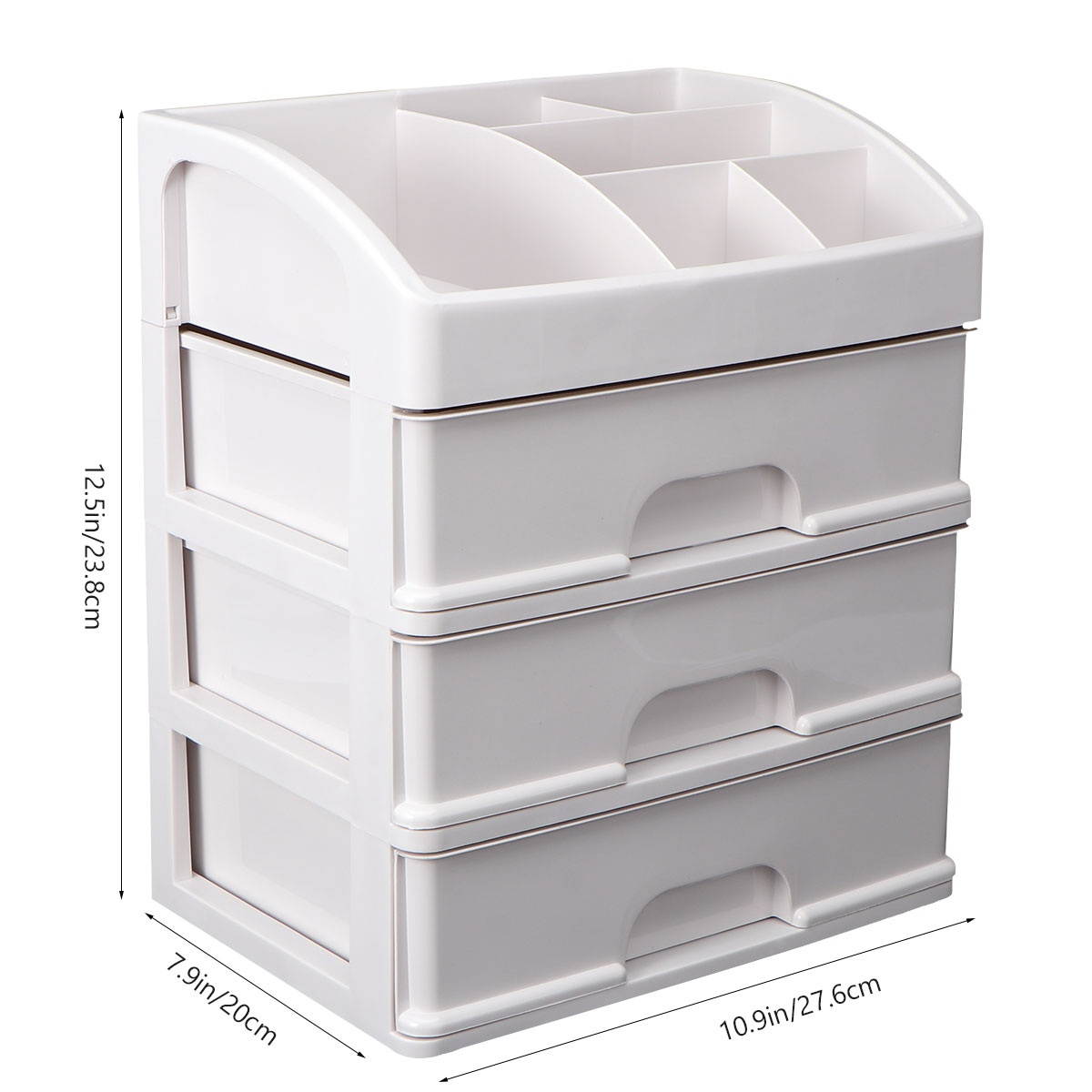 1 Pc Desktop Organizer Storage Case Make-up Organizer Box for Students (White)