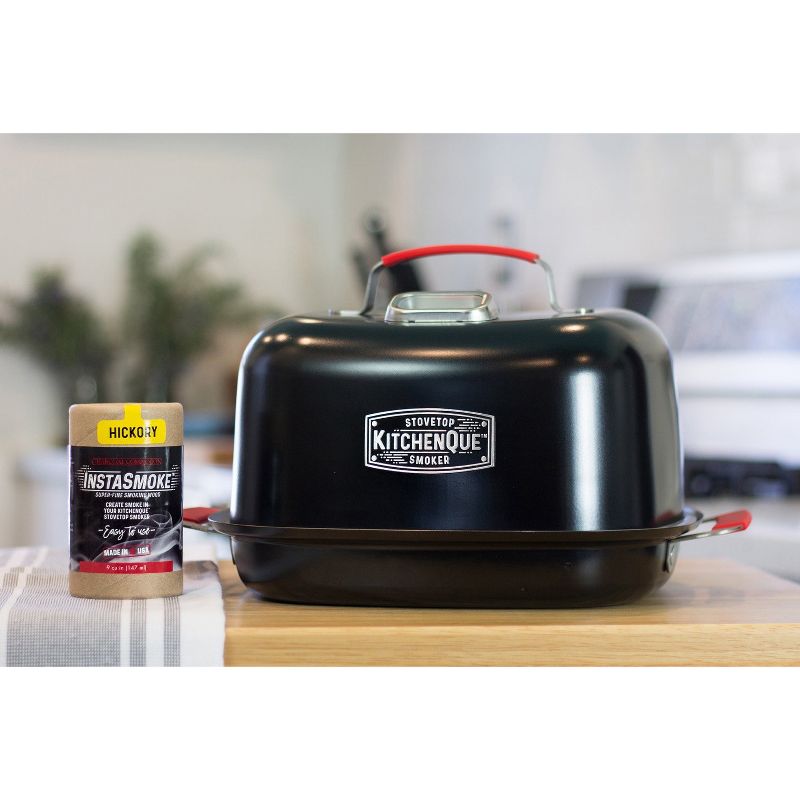 Charcoal Companion CC4132 KitchenQue Stainless Steel Indoor Home Kitchen Gas Electric Stovetop Smoker, Black