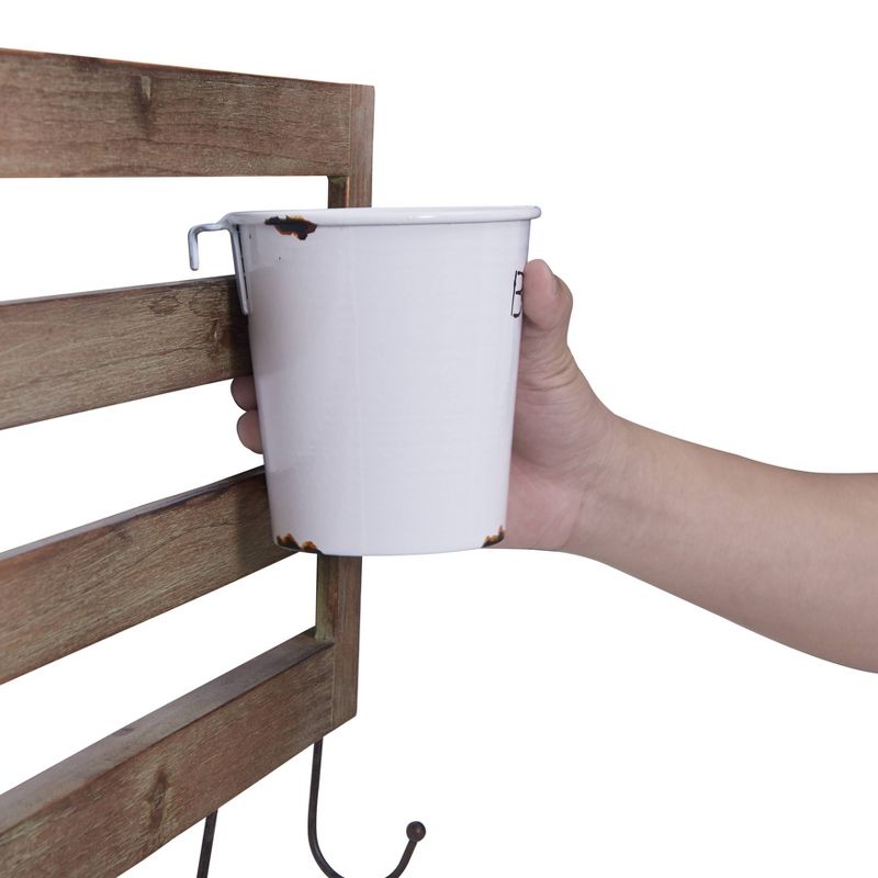 Hanging Storage Utensil with Hooks and Distressed Wood White - Danya B.