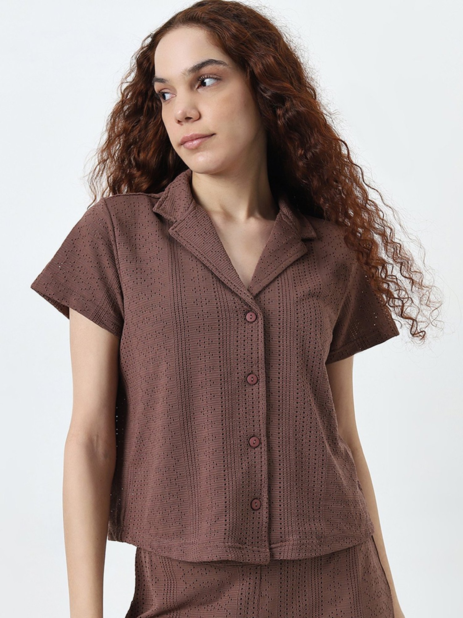 Superstar by Westside Brown Embroidered Shirt