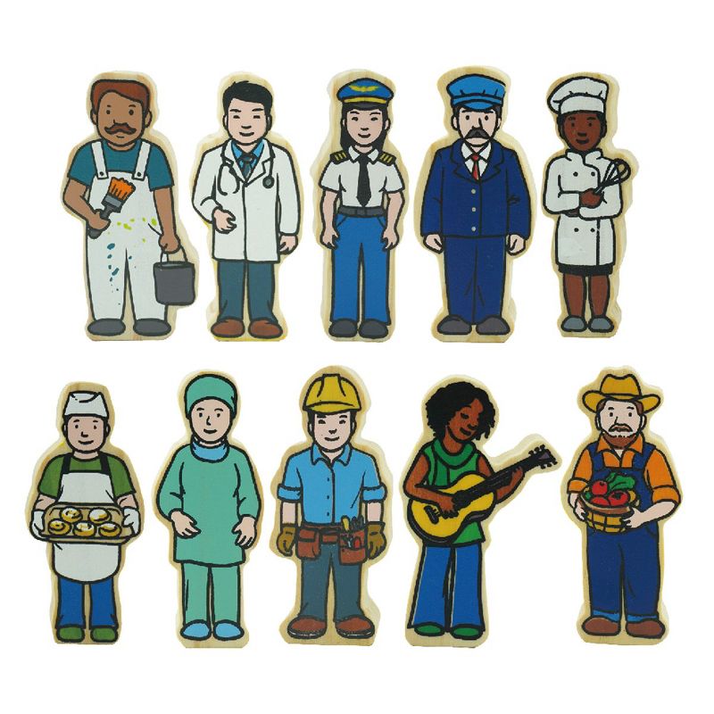 The Freckled Frog Wooden Village People  - 42 Pieces