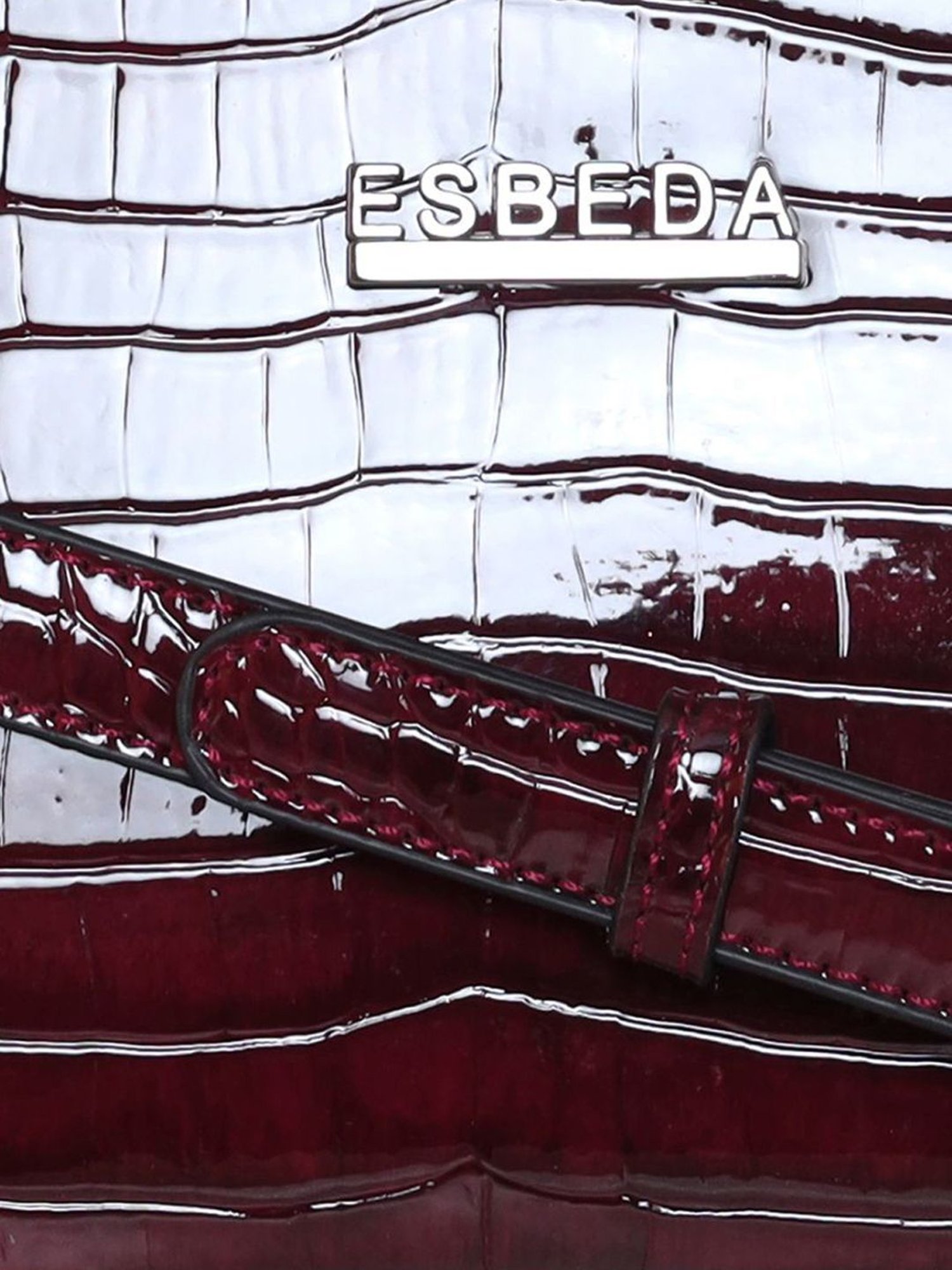 Esbeda Glossy Maroon PU Textured Handbag