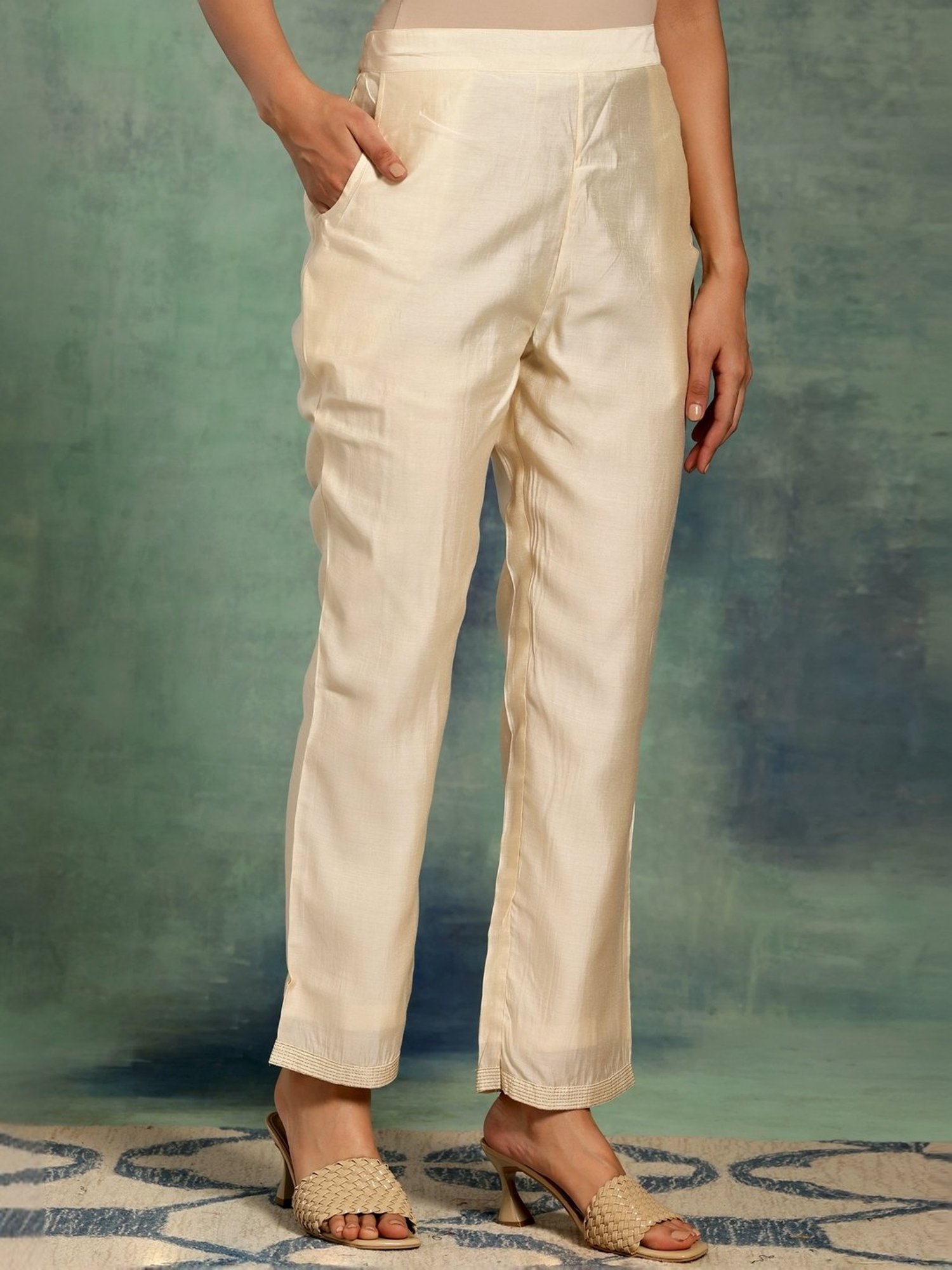 Libas Beige Printed Kurta Palazzo Set