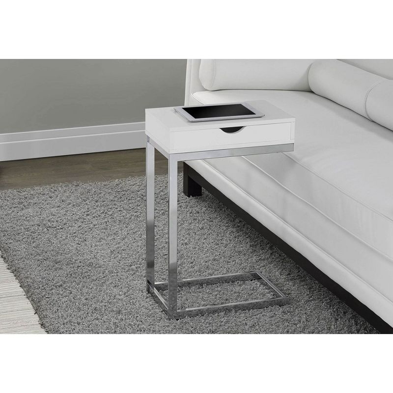 Monarch Specialties Contemporary End Table & Accent End Table, Glossy White