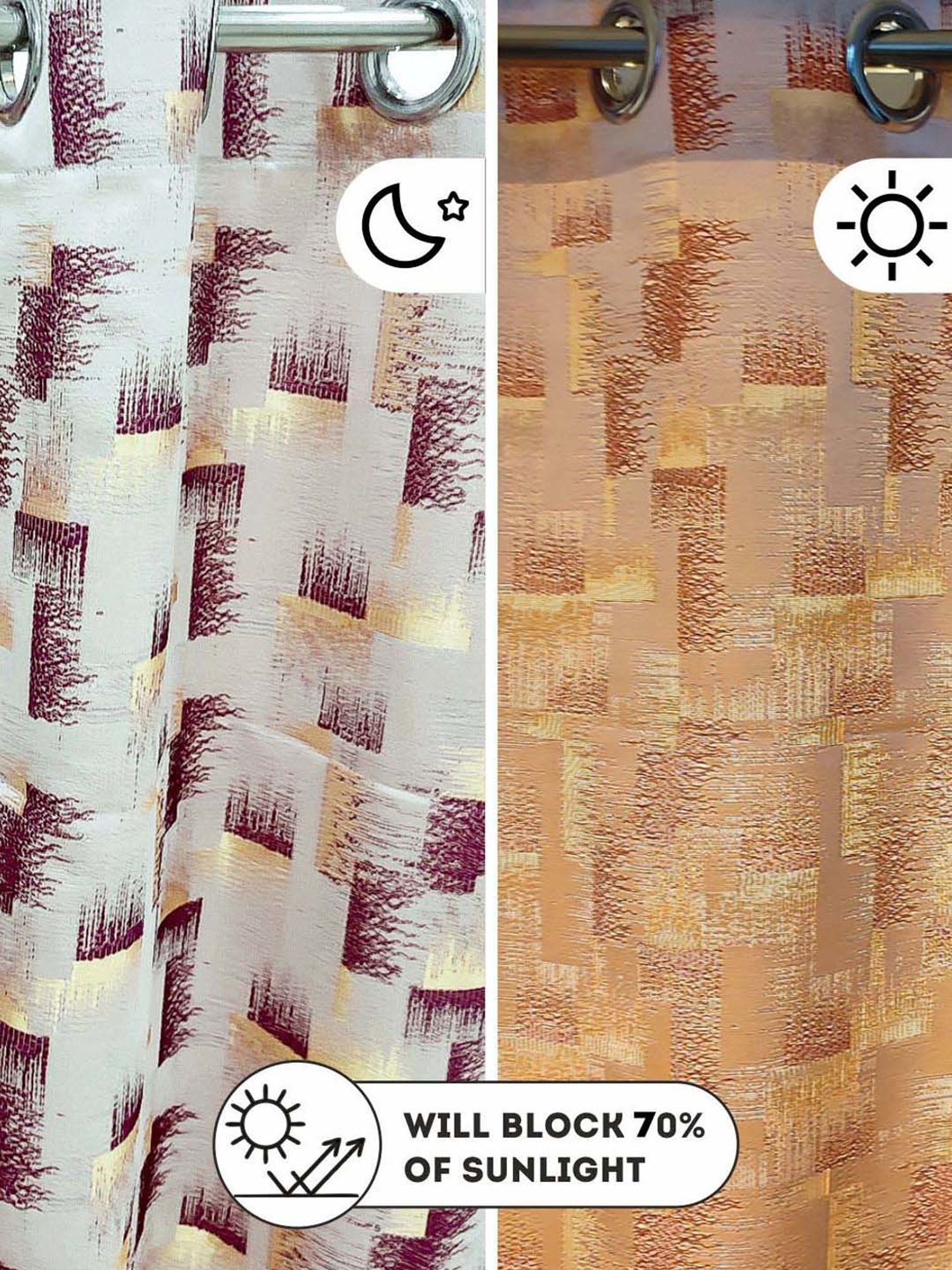 Bianca EL`PESSO Silver & Maroon Faux Silk 7 Ft. Door Curtain