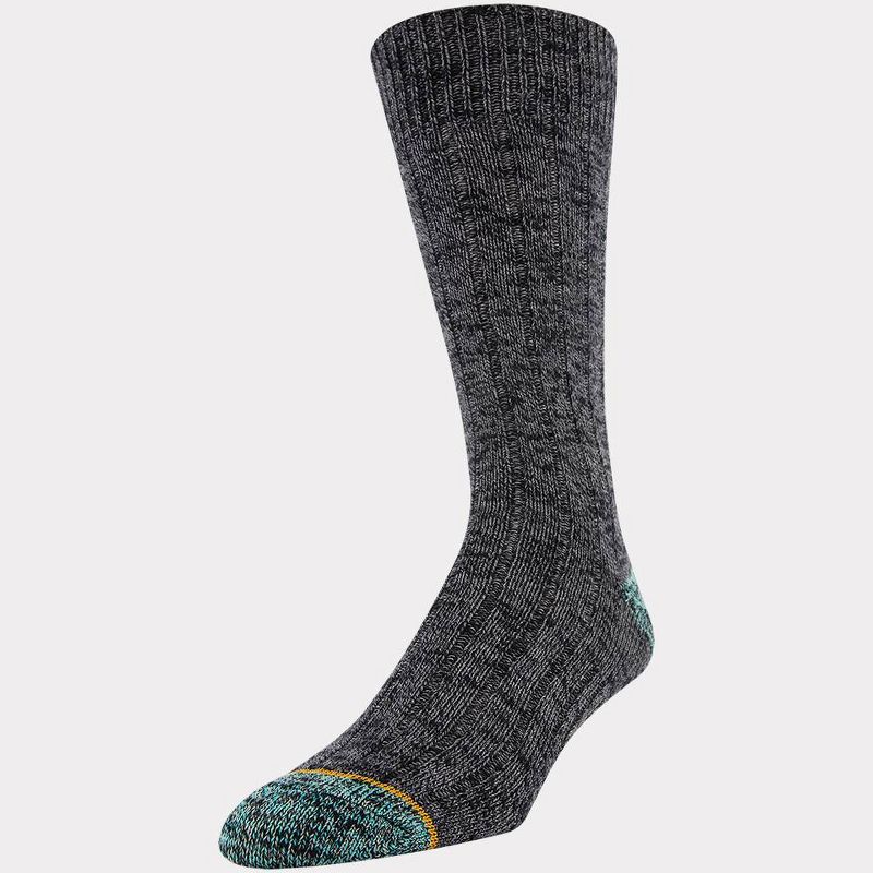 Signature Gold by GOLDTOE Men's Native Nomad Crew Slub Socks 2pk - Gray/Black 6-12.5