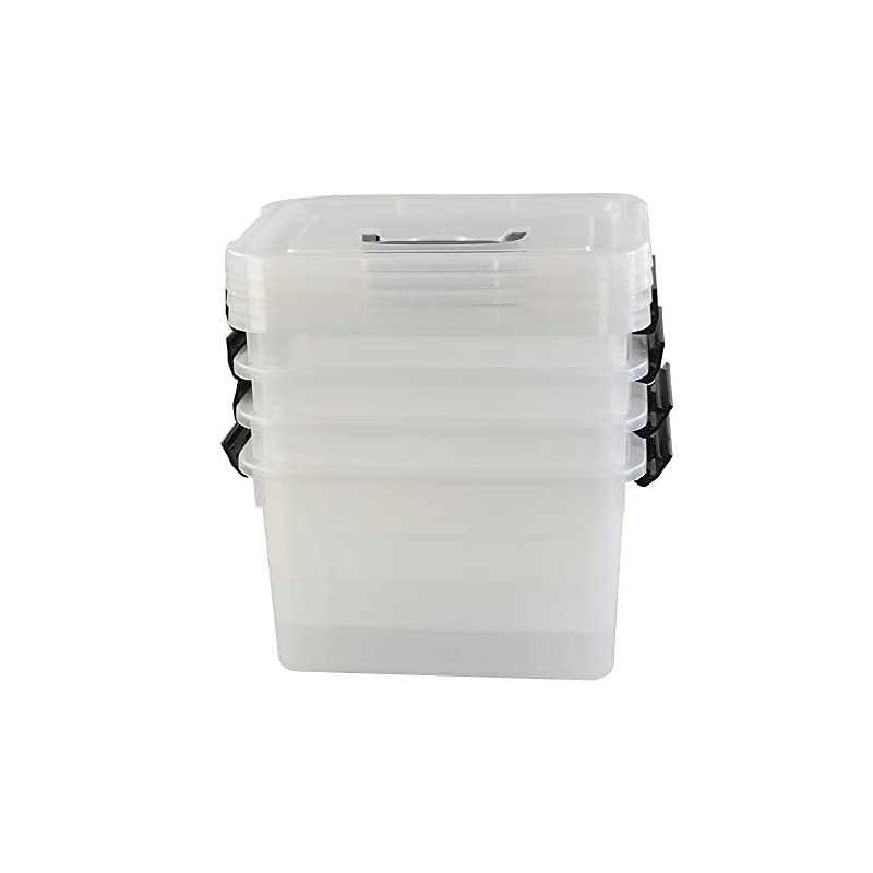 5 Liter Clear Storage Box Containers, 4-Pack Plastic Latching Box with Lid