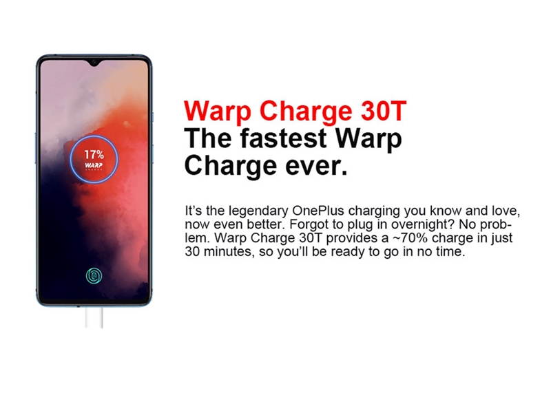 OnePlus 7T Snapdragon 855 Plus Octa Core 90Hz AMOLED 48MP Triple Cameras 6.55" 4G LTE 8+128GB 48+12+16MP Unlocked Smartphone International Version - Glacier Blue