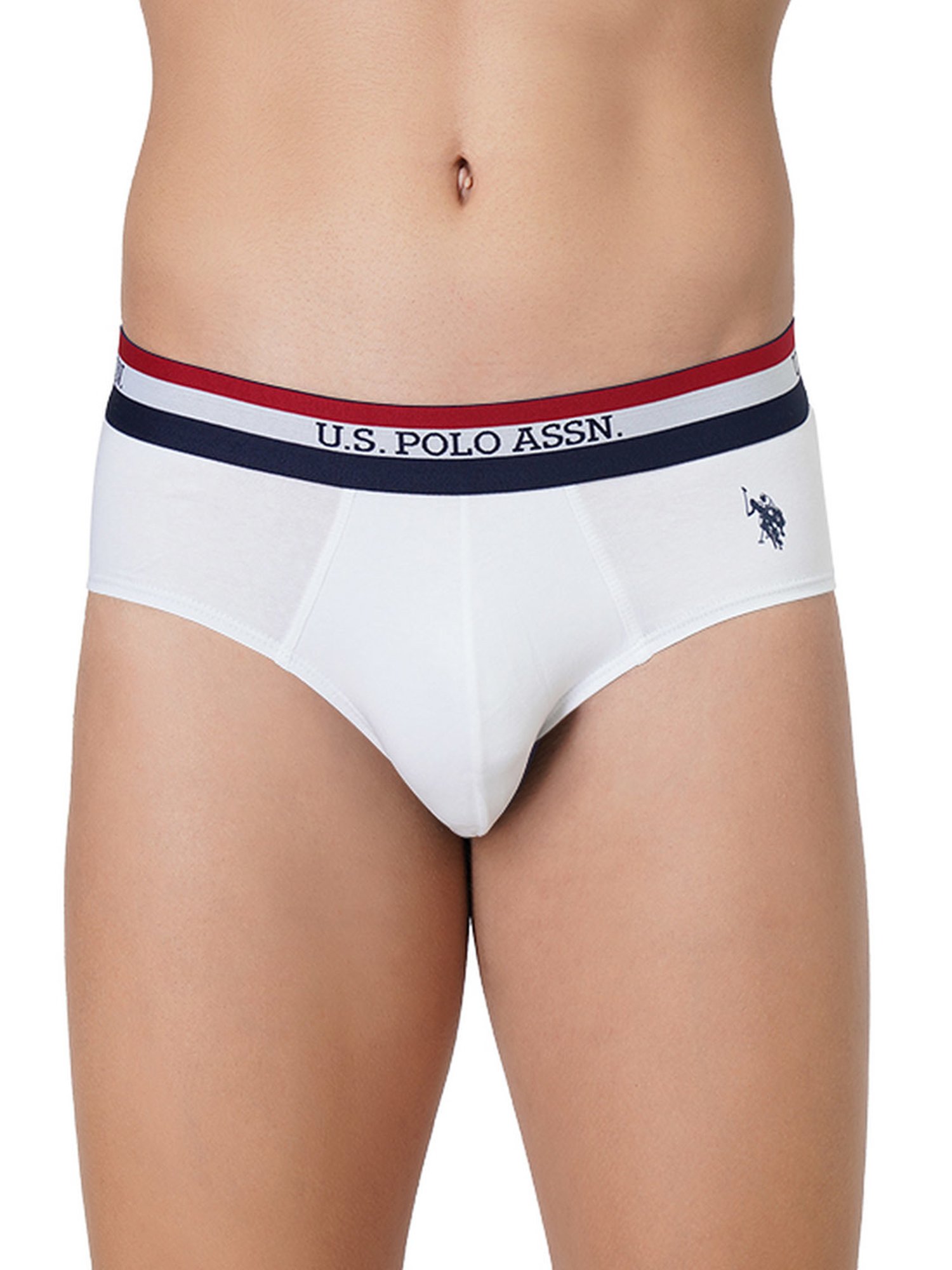U.S. Polo Assn. Red & White Cotton Regular Fit Briefs - Pack Of 2