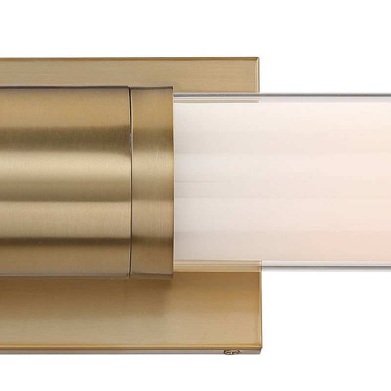 Possini Euro Design Modern Wall Light Brass Hardwired 23 1/2" Wide Light Bar Fixture Double Glass Tube for Bathroom Vanity Mirror