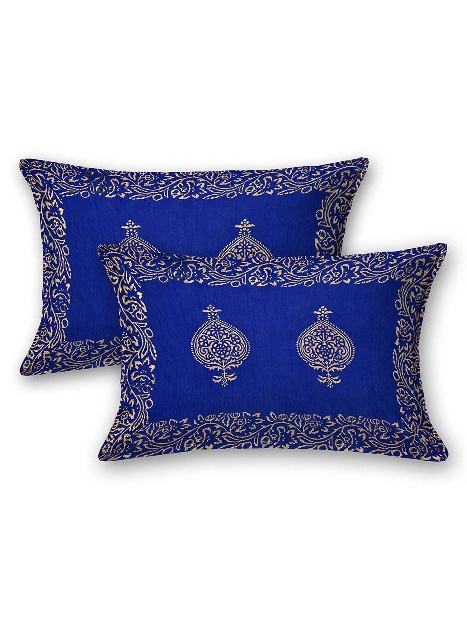 JaipurFabric Royal Blue Silk 240 TC Double Bedsheet with 2 Pillow Covers