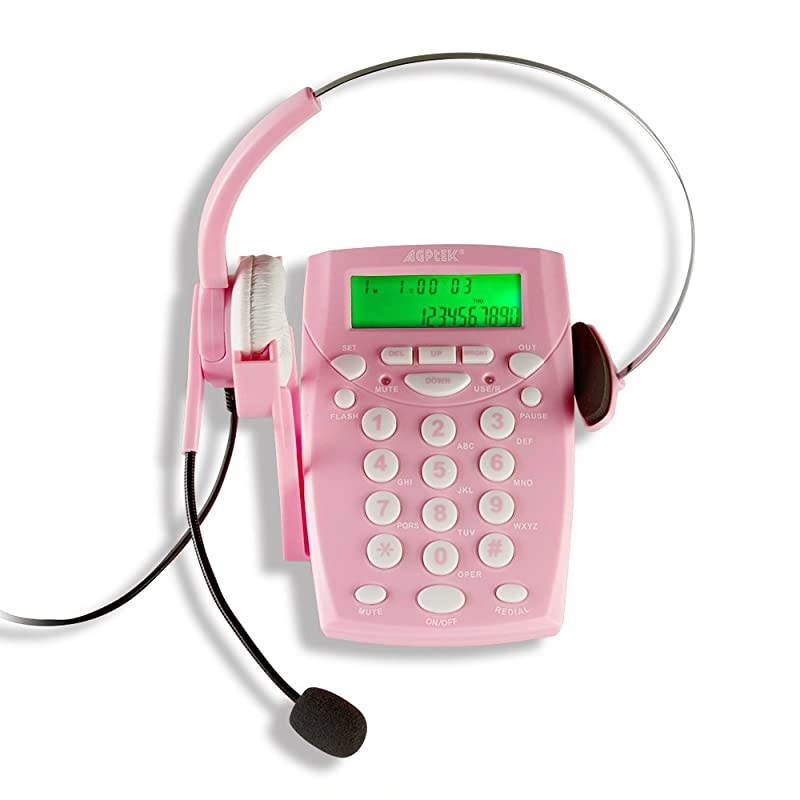 Call Center Dialpad Corded Headset Pink Telephone with Tone Dial Key Pad amp REDIAL