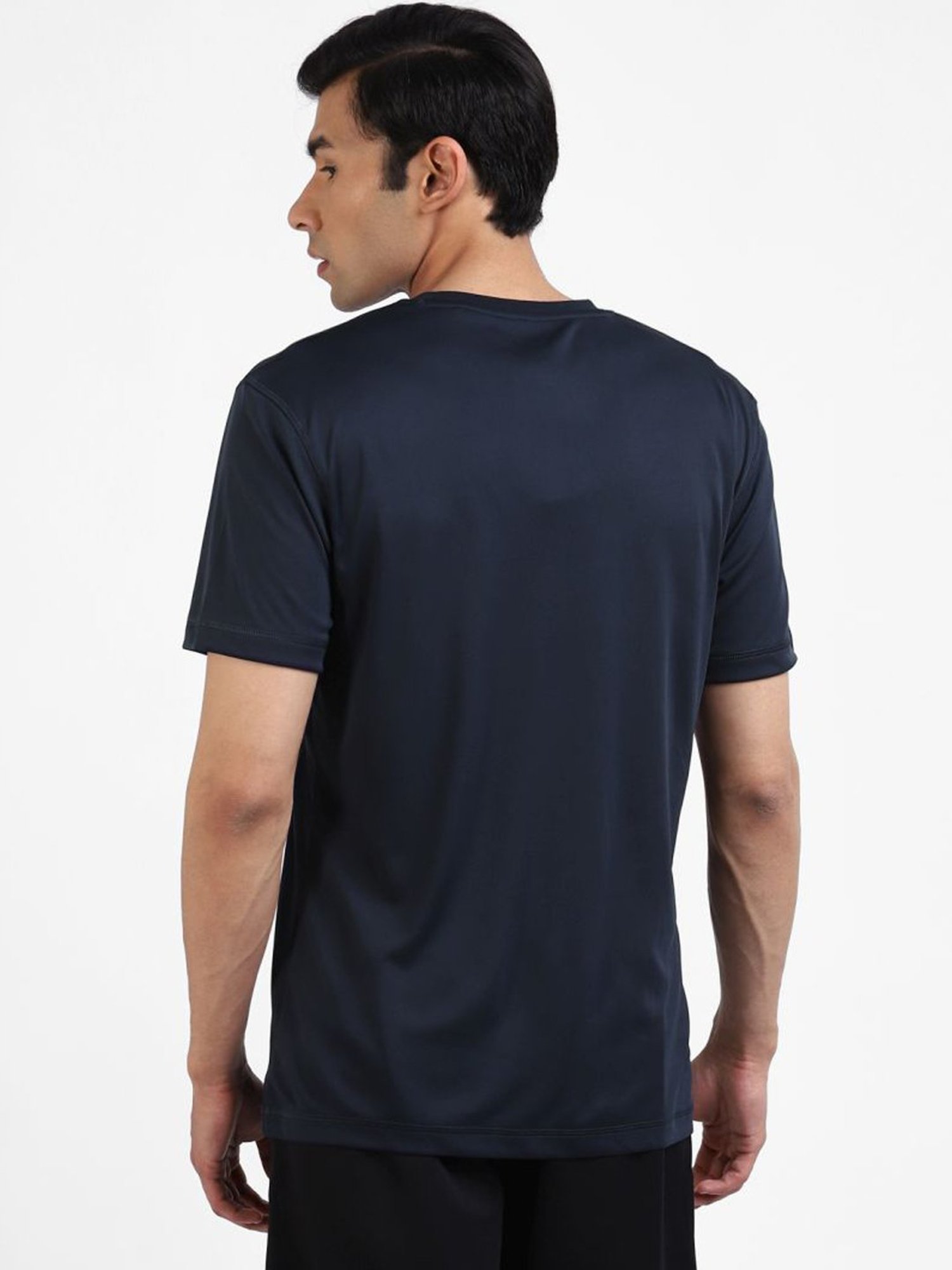 Reebok Navy Slim Fit Logo Printed T-Shirt