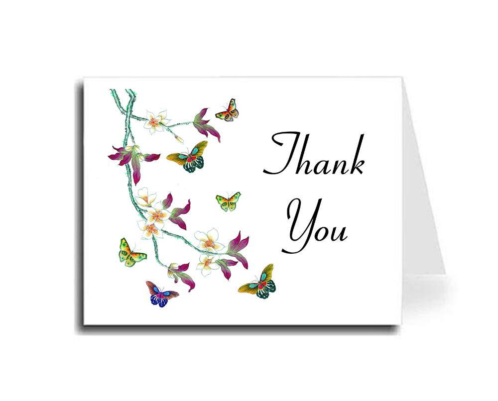 Artisan Decor Watercolor Butterflies Thank You Card Set of 30 (Connecticut Font)
