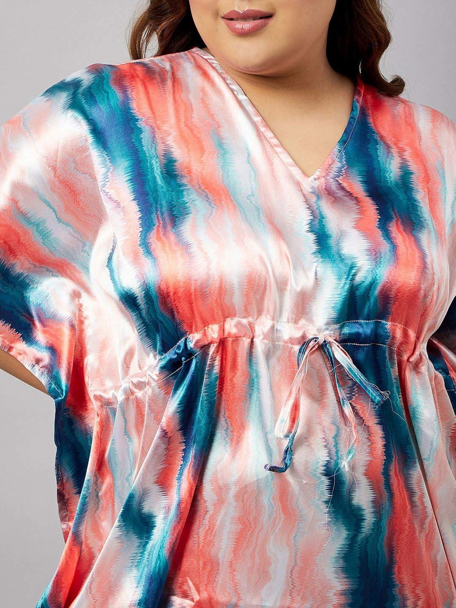 Secrets By ZeroKaata Pink & Blue Printed Kaftan
