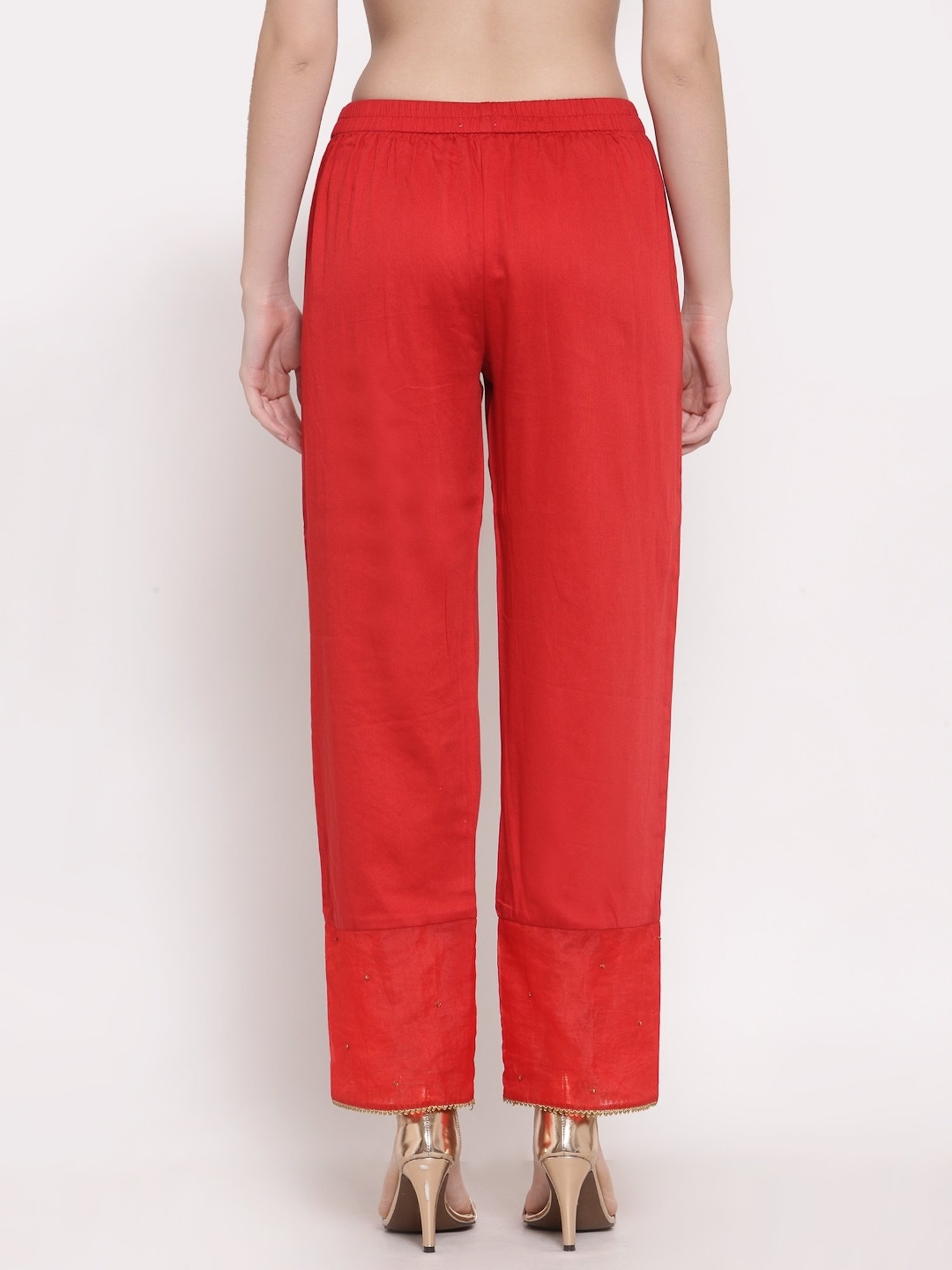 DART STUDIO Red Embroidered Palazzos