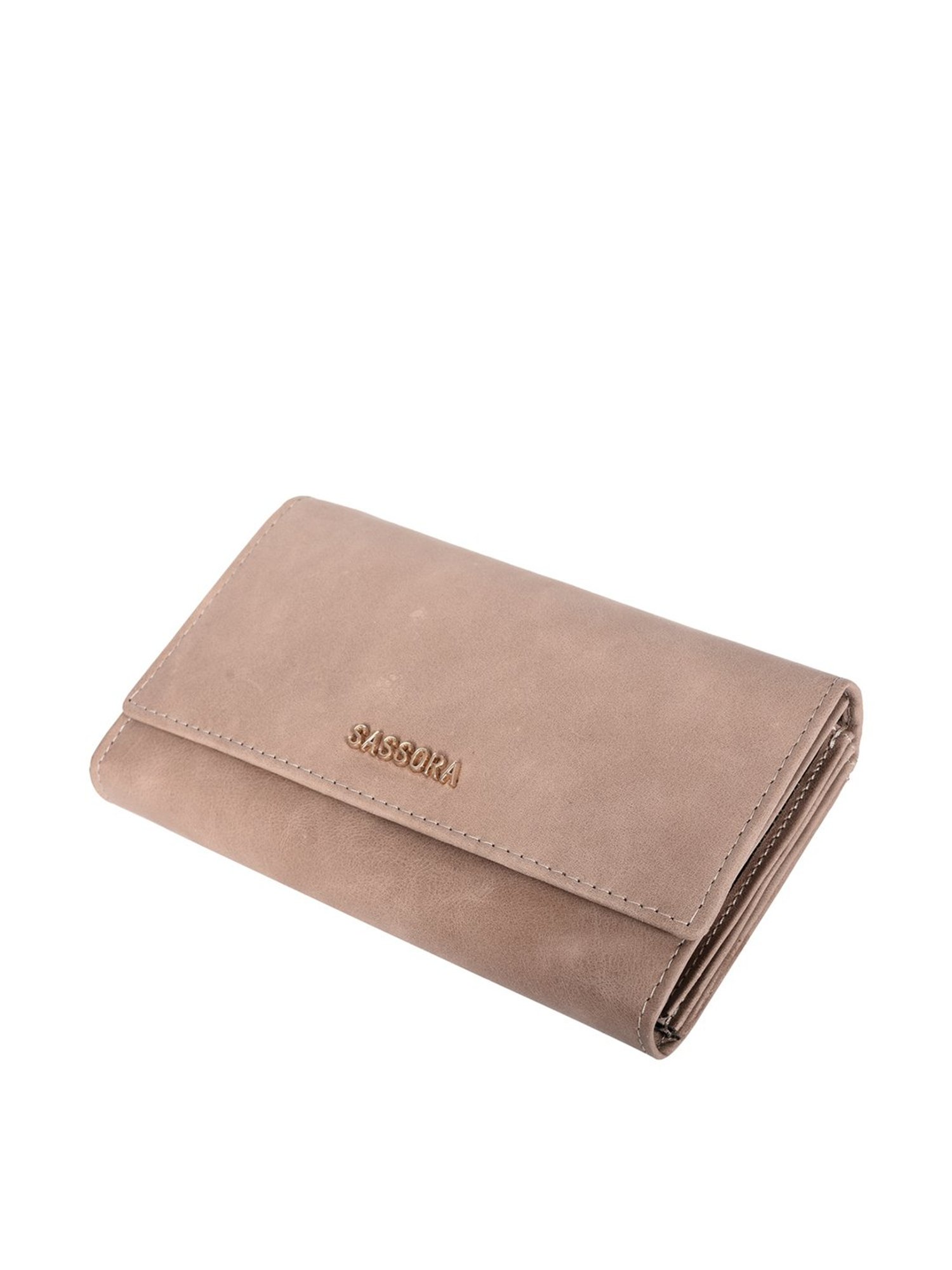 SASSORA Beige Solid Rfid Wallet for Women