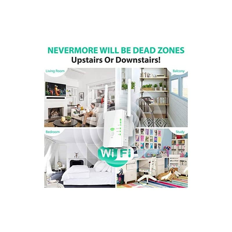 2020] WiFi Extender 300 Mbps with WPS Internet Signal Booster - Wireless Repeater up to 300 Mbps - Range Network Compatible with Alexa - Extends WiFi Coverage to Smart Home Devices