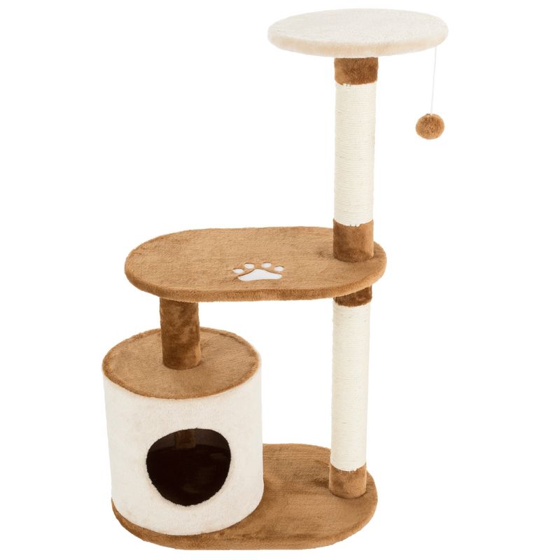 PETMAKER 3 Tier Cat Tree Condo with Scratching Posts Brown/Tan