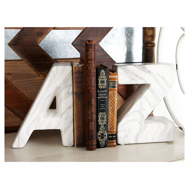 Set of 2 Contemporary Dolomite Bookends White - CosmoLiving by Cosmopolitan
