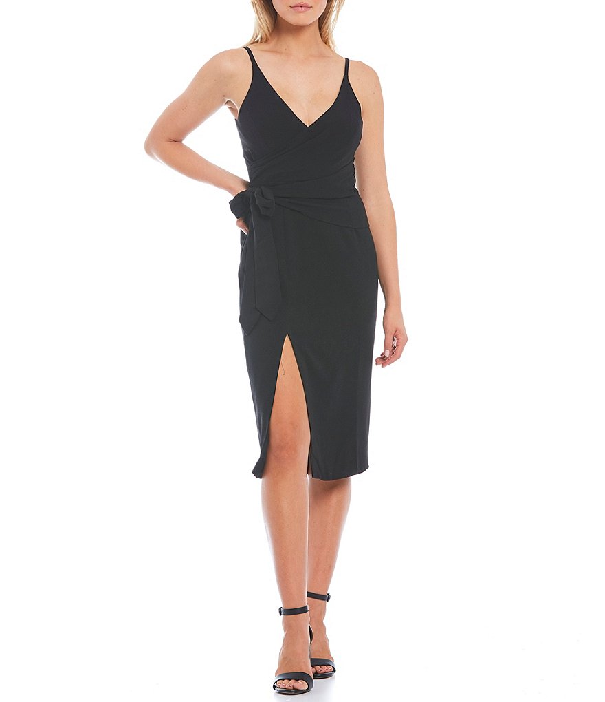 Dress the Population Kiara Sheath V-Neck Sleeveless Midi Dress