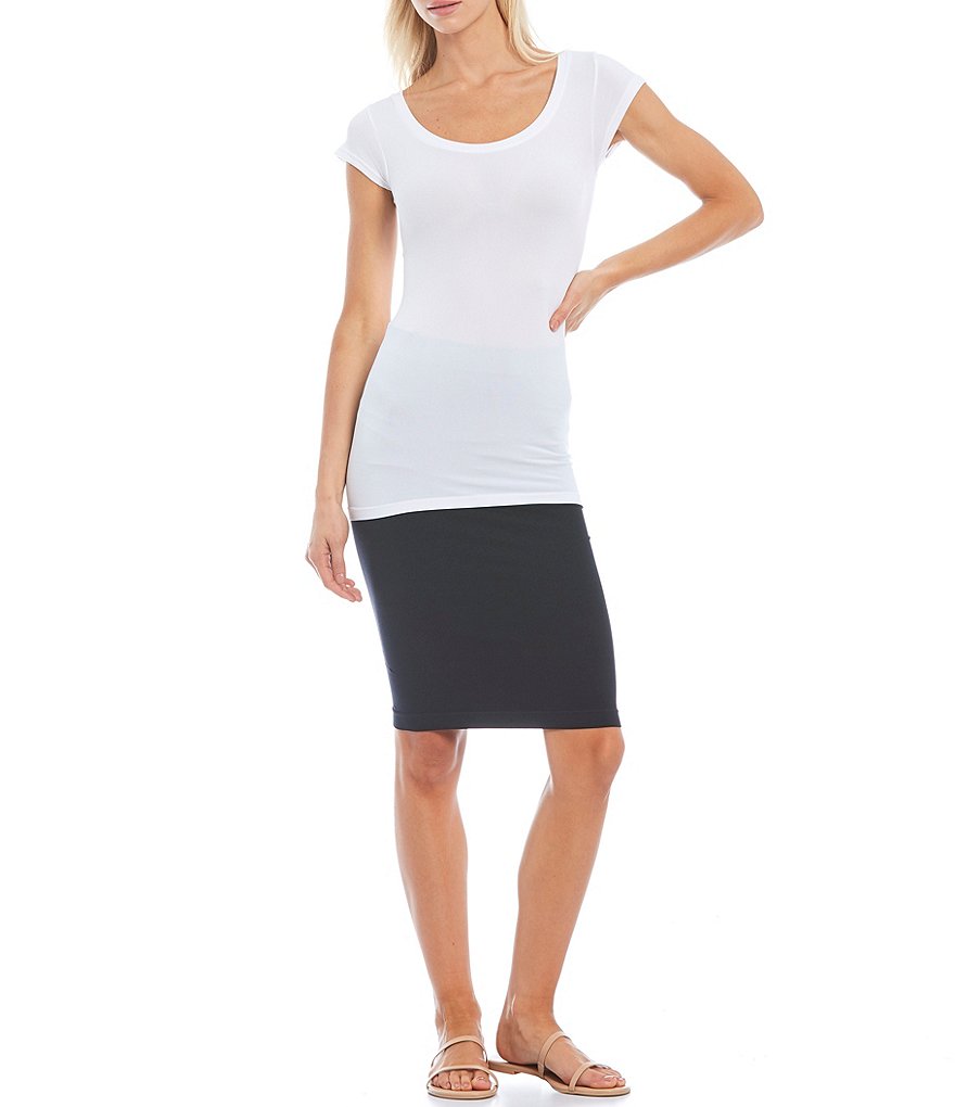 Sugarlips Scoop Neck Cap Sleeve Seamless Top