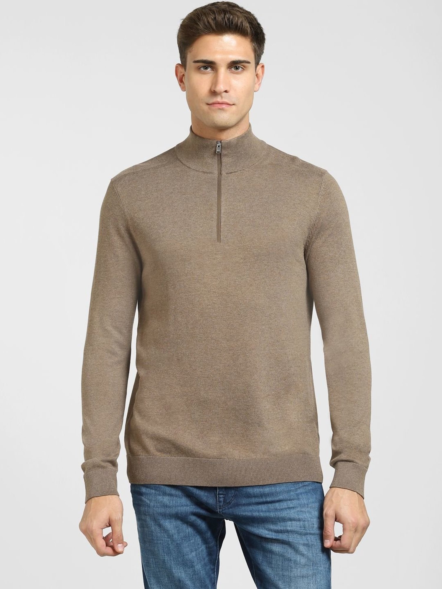 SELECTED HOMME Teak Cotton Regular Fit Sweater
