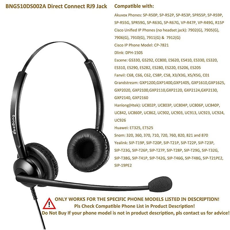Phone Headset with Noise Canceling Mic for Call Center Corded Office Headset with Mic Mute Volume Control Work for Yealink T20P T22P T26P T23G T29G T32 T41S T42S T46S Grandstream